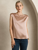 [Toscana] SilkSilky-DK Cap Sleeve Round Neck T-shirt til kvinder 001