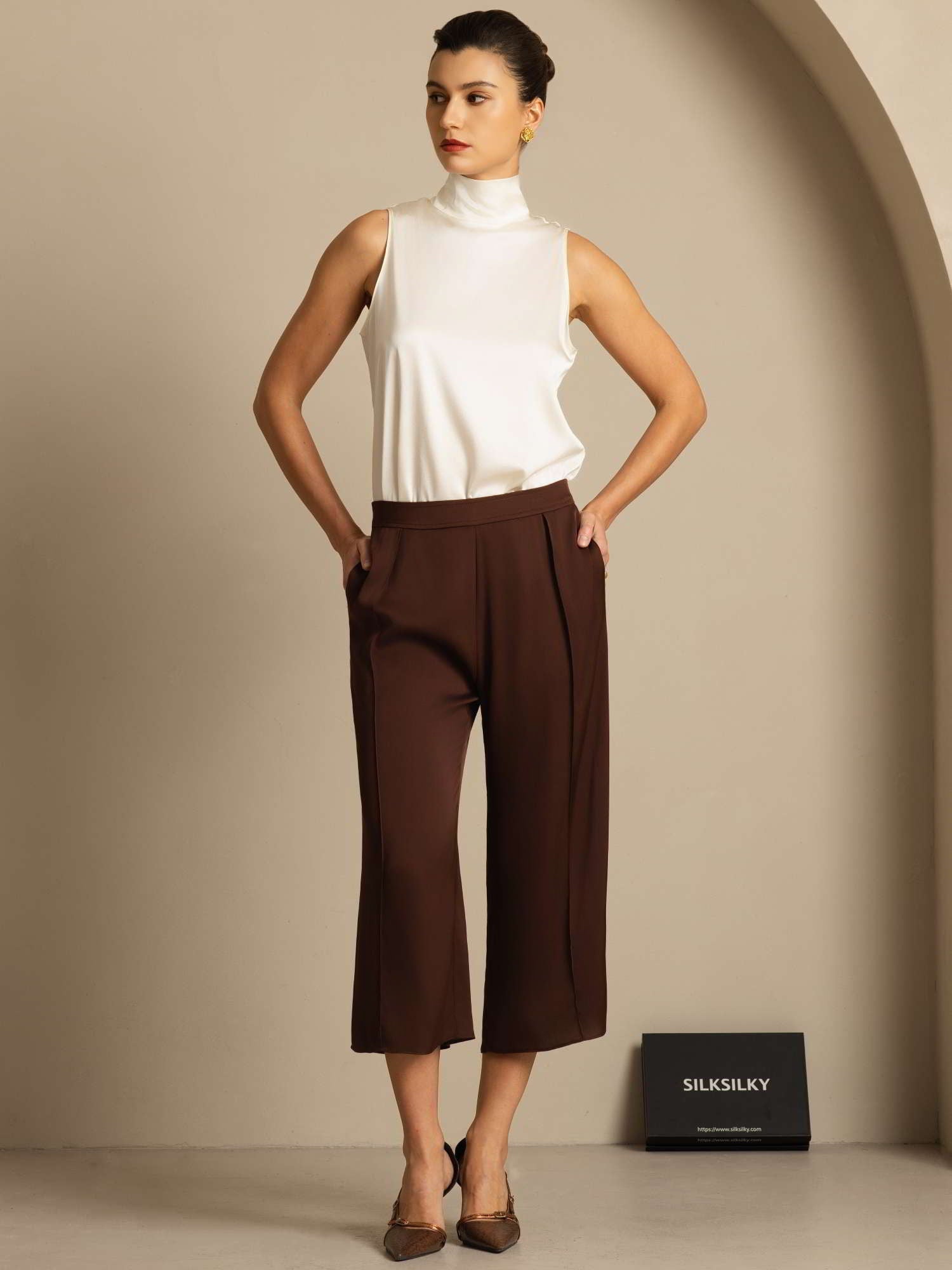 [Elfenben] SilkSilky-DK 19Momme Silke Blouse 010