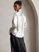 [Lysegrå] SilkSilky-DK Long Sleeve Tie Neck Damebluser 002