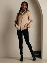 [Blomster] SilkSilky-DK Long Sleeve Lapel Collar Dameskjorte 007