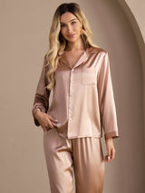 [Toscana] SilkSilky-DK Long Sleeve Lapel Collar Dame Pyjamas 005