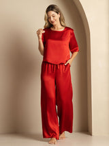 [Vin] SilkSilky-DK Halv ærme Rund Hals Dame Pyjamas 004