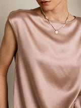 [Toscana] SilkSilky-DK Cap Sleeve Round Neck T-shirt til kvinder 004