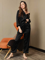 [Sort] SilkSilky-DK Long Sleeve Lapel Collar Dame Pyjamas 006