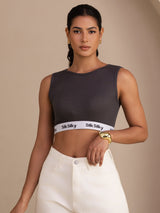 [Grå] SilkSilky-DK Sleeveless Crew Neck Camisole Top 005