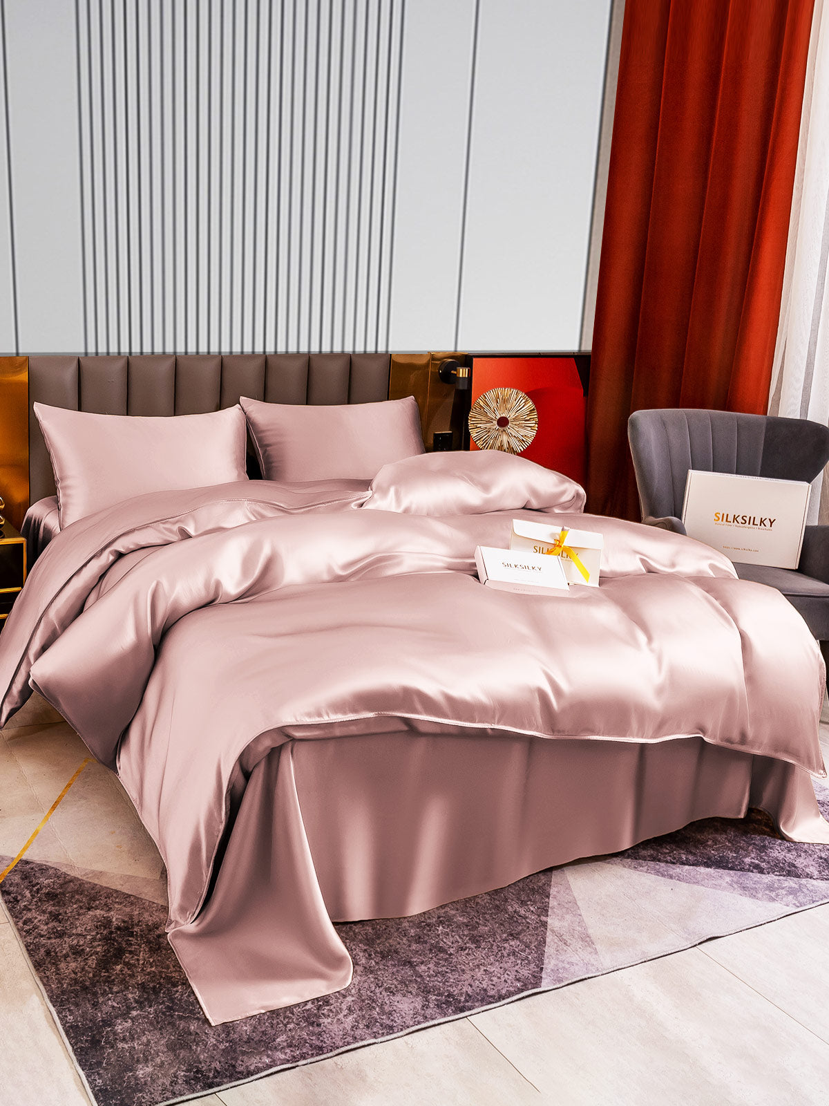 [Bleg Mauve] SilkSilky-DK 22Momme Bedding Set 004