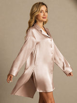 [Toscana] SilkSilky-DK Long Sleeve Lapel Collar Soveskjorte 005