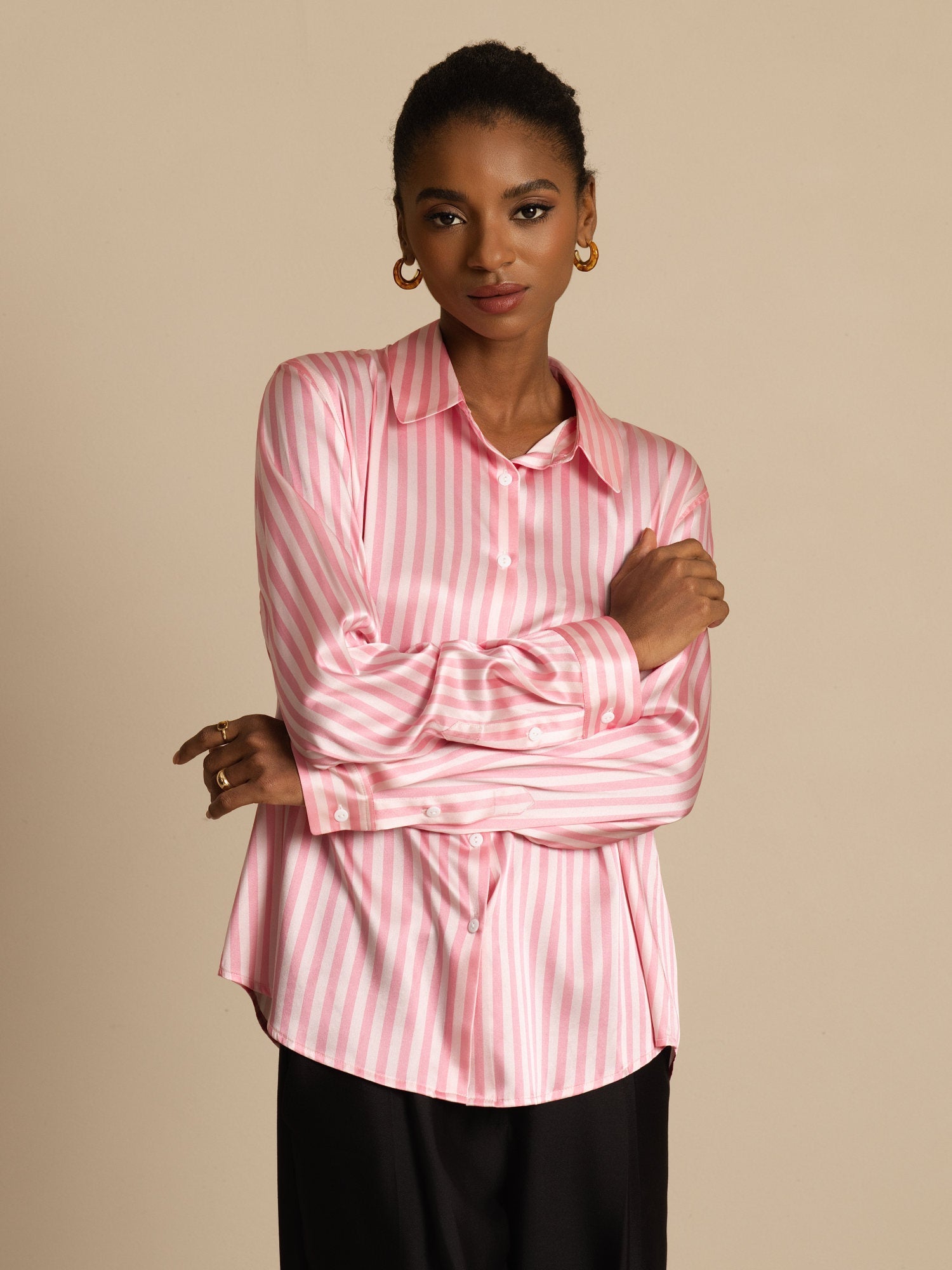 [Rosa Stribe] SilkSilky-DK Silke Womens Shirt 007