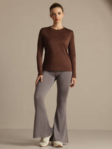 [Kaffe] SilkSilky-DK Langærmet Tight Crew Neck T-shirt til kvinder 008