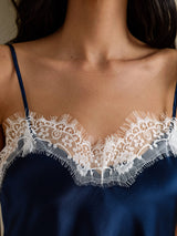 [Mørkeblå] SilkSilky-DK Spaghetti Strap V Neck Camisole Top 004