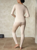 [Tan] SilkSilky-DK Long Sleeve Round Neck Dame Lange Underbukser 002