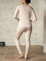 [Tan] SilkSilky-DK Long Sleeve Round Neck Dame Lange Underbukser 002