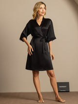 [Sort] SilkSilky-DK Half Sleeve Dame Morgenkåbe 006