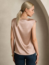 [Toscana] SilkSilky-DK Cap Sleeve Round Neck T-shirt til kvinder 002
