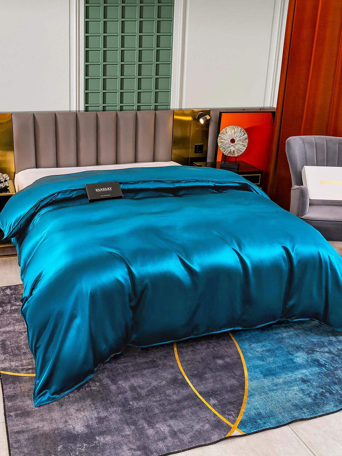 [Blågrøn] SilkSilky-DK 25Momme Duvet Cover 003