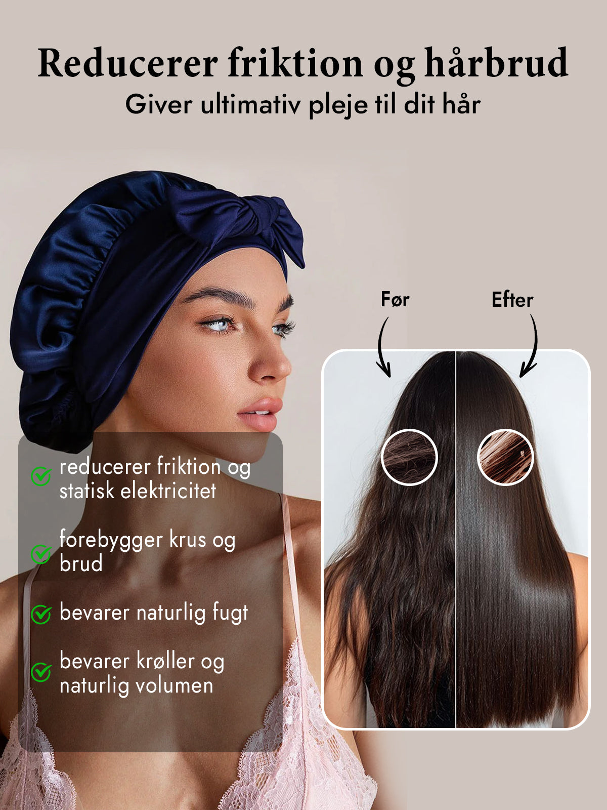 [Mørkeblå] SilkSilky-DK Silke Sleep Cap 003