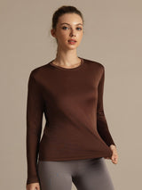 [Kaffe] SilkSilky-DK Langærmet Tight Crew Neck T-shirt til kvinder 005