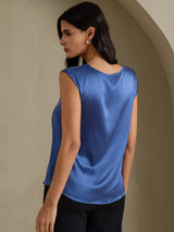 [Ægte Petrol] SilkSilky-DK Cap Sleeve Round Neck T-shirt til kvinder 002