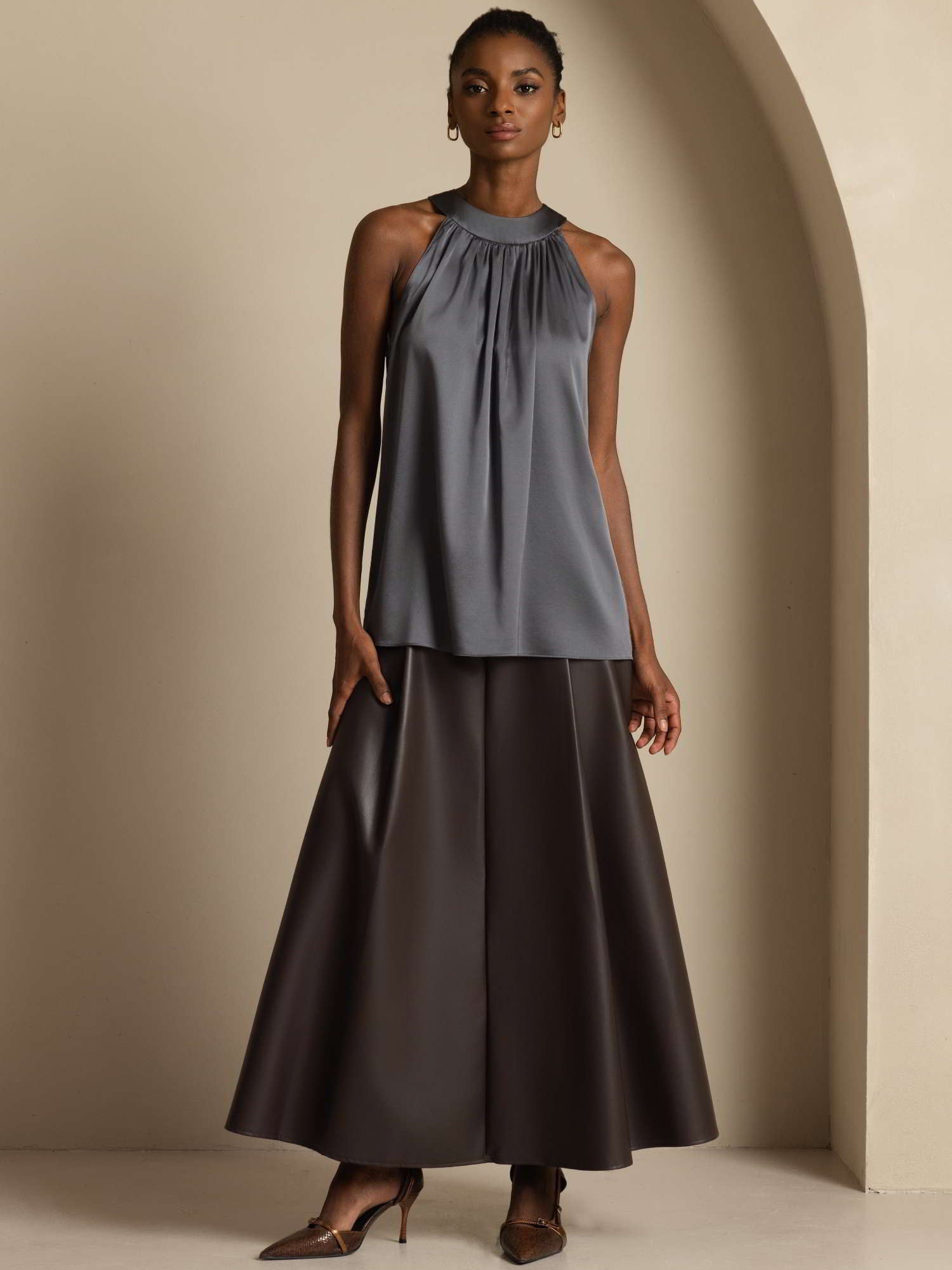 [Mørkegrå] SilkSilky-DK 19Momme Silke Womens T-Shirt 005