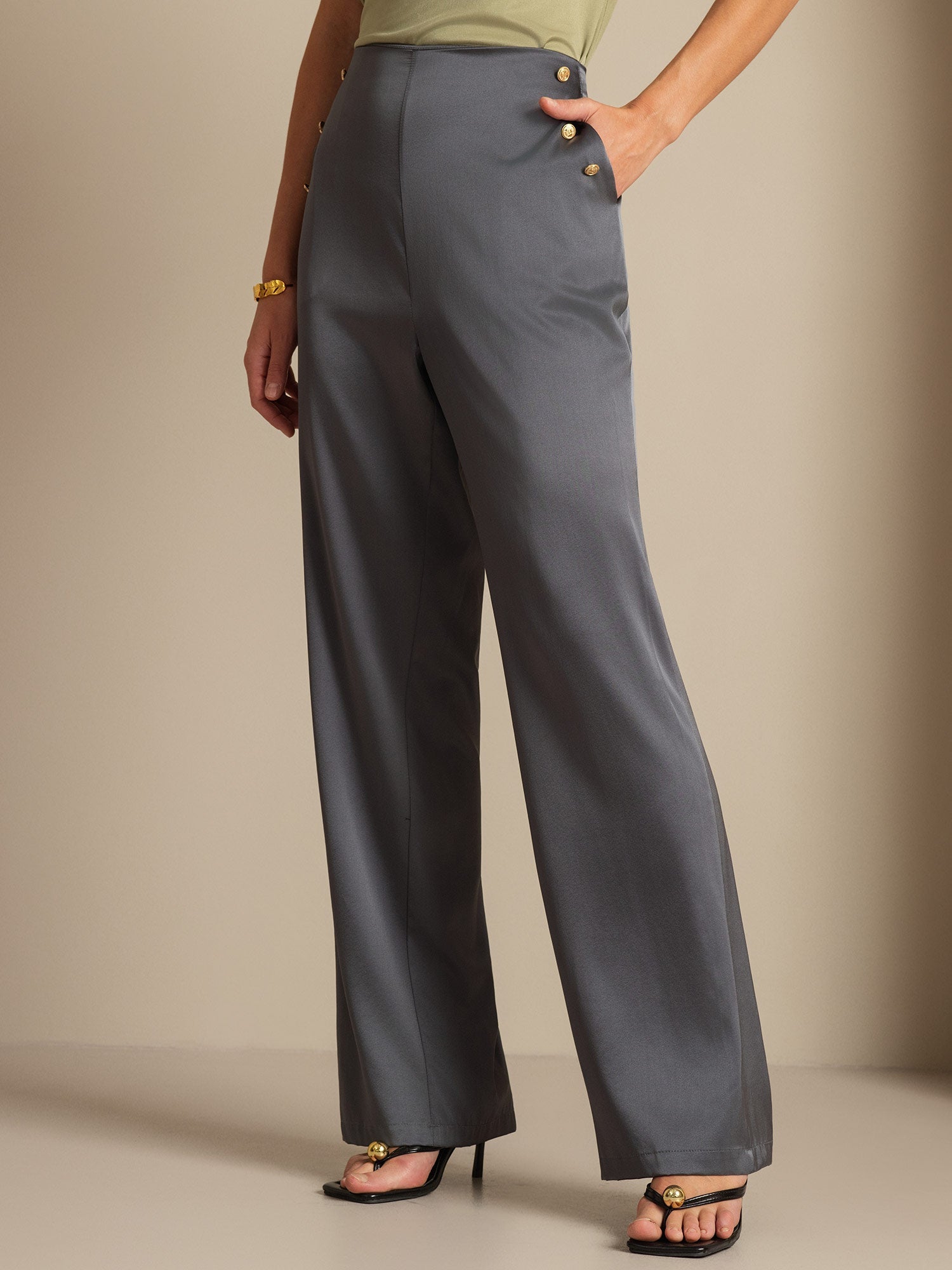 [Mørkegrå] SilkSilky-DK 19Momme Silke Womens Pants 001