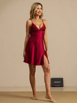 [Vin] SilkSilky-DK Sleeveless Deep V Neck Natkjole 007