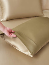 [Beige+Kaki] SilkSilky-DK 22Momme Sengesæt 005