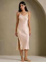 [Lys Pink] SilkSilky-DK Sleeveless V Neck Natkjole 008