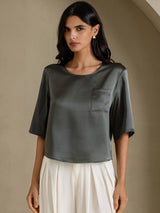 [Mørkegrå] SilkSilky-DK Half Sleeve T-shirt til kvinder 003