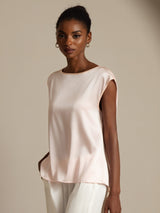 [Lyserød] SilkSilky-DK Cap Sleeve Round Neck T-shirt til kvinder 003