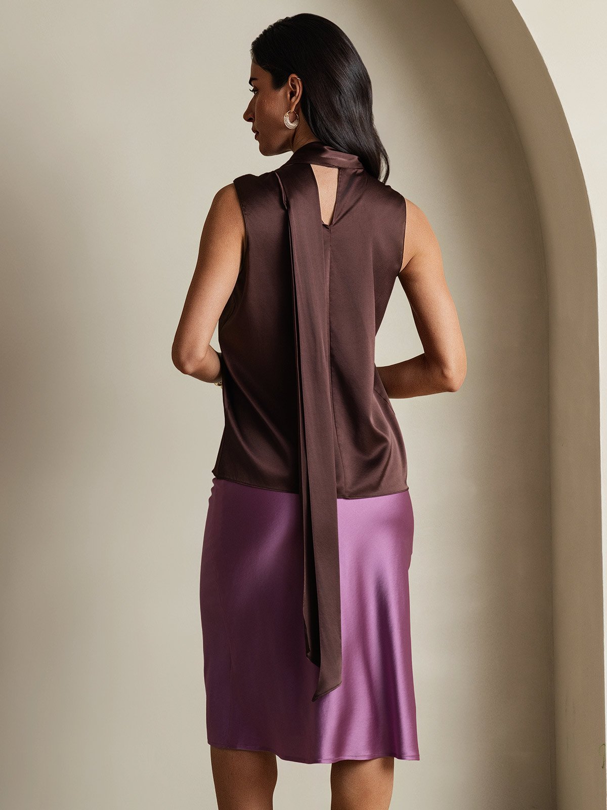 SilkSilky-DK 19Momme Silke Womens Shirt Kaffe 002