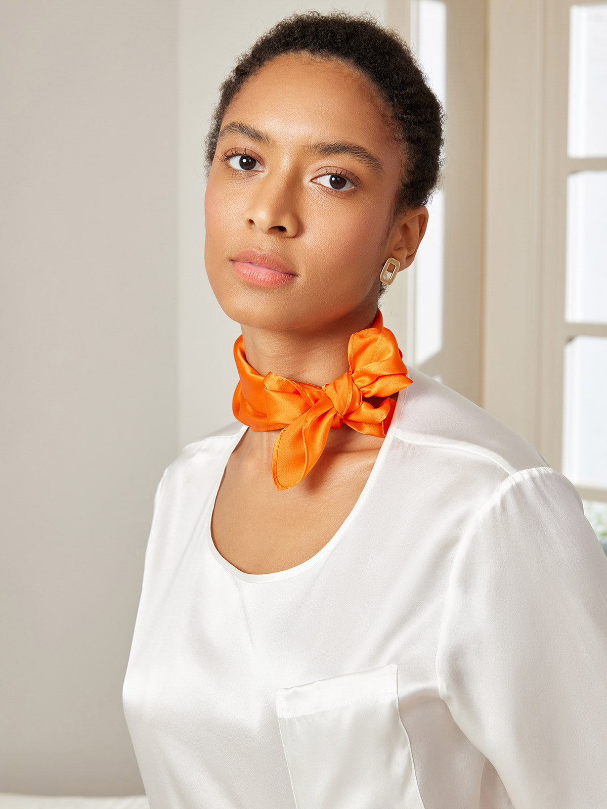 [Orange] SilkSilky-DK Halstørklæde 002