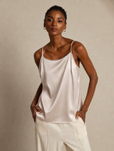 [Beige] SilkSilky-DK Spaghetti Strap Camisole Top 001