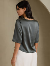 [Mørkegrå] SilkSilky-DK Half Sleeve T-shirt til kvinder 002