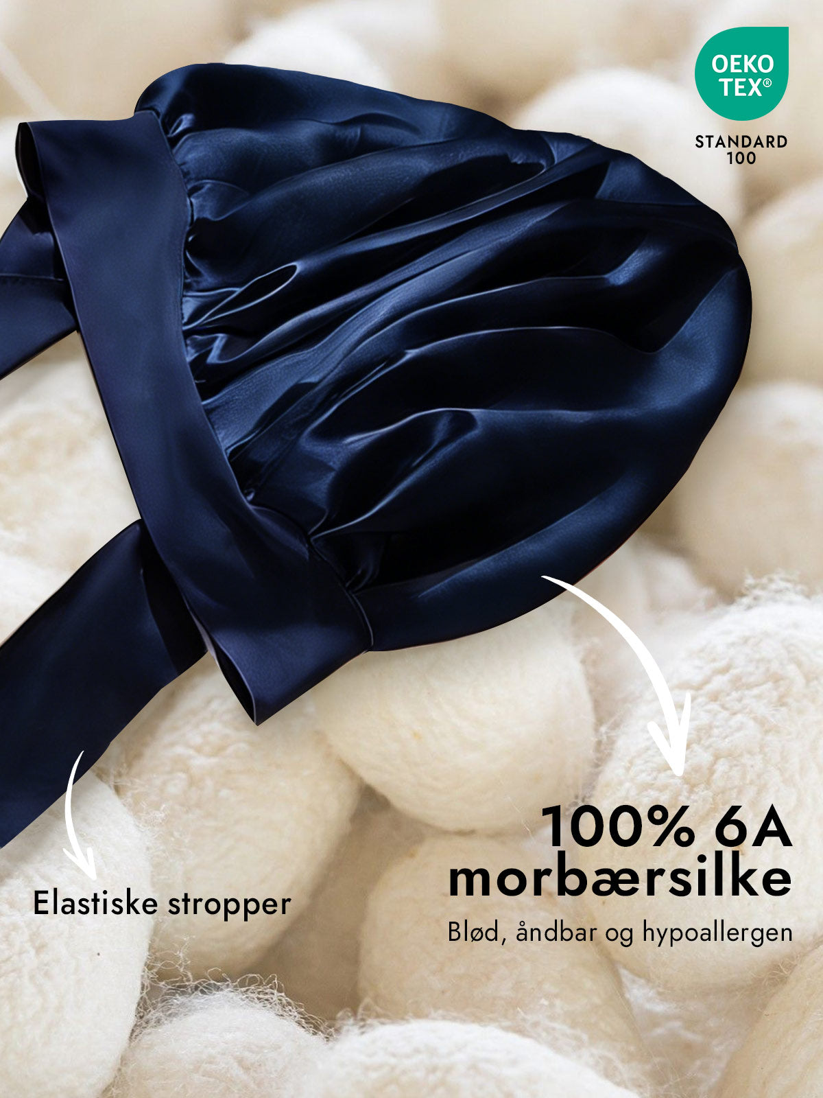 [Mørkeblå] SilkSilky-DK Silke Sleep Cap 002