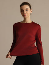 [Brændt Mursten] SilkSilky-DK Langærmet Tight Crew Neck T-shirt til kvinder 003