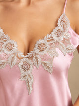 [Lys Pink] SilkSilky-DK Sleeveless V Neck Natkjole 004