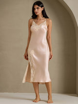 [Lys Pink] SilkSilky-DK Sleeveless V Neck Natkjole 009