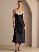 [Sort] SilkSilky-DK Sleeveless V Neck Kjole 001