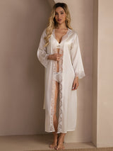 [Hvid] SilkSilky-DK 3/4 Sleeve Womens Robe 007
