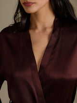 [Brun] SilkSilky-DK Long Sleeve Dame Morgenkåbe 004