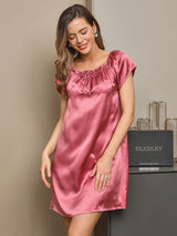 [Bleg Mauve] SilkSilky-DK Cap Sleeve Square Neck Natkjole 003