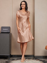 [Toscana] SilkSilky-DK Cap Sleeve V Neck Kjole 003
