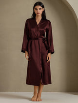 [Brun] SilkSilky-DK Long Sleeve Dame Morgenkåbe 001