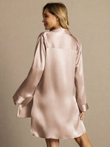 [Toscana] SilkSilky-DK Long Sleeve Lapel Collar Soveskjorte 002