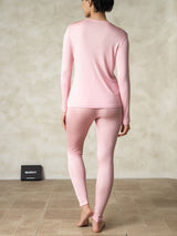 [Lyserød] SilkSilky-DK Long Sleeve Round Neck Dame Lange Underbukser 002