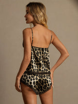 [Leopard] SilkSilky-DK Sleeveless V Neck Camisole Sæt 002