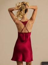 [Vin] SilkSilky-DK Sleeveless Deep V Neck Natkjole 002