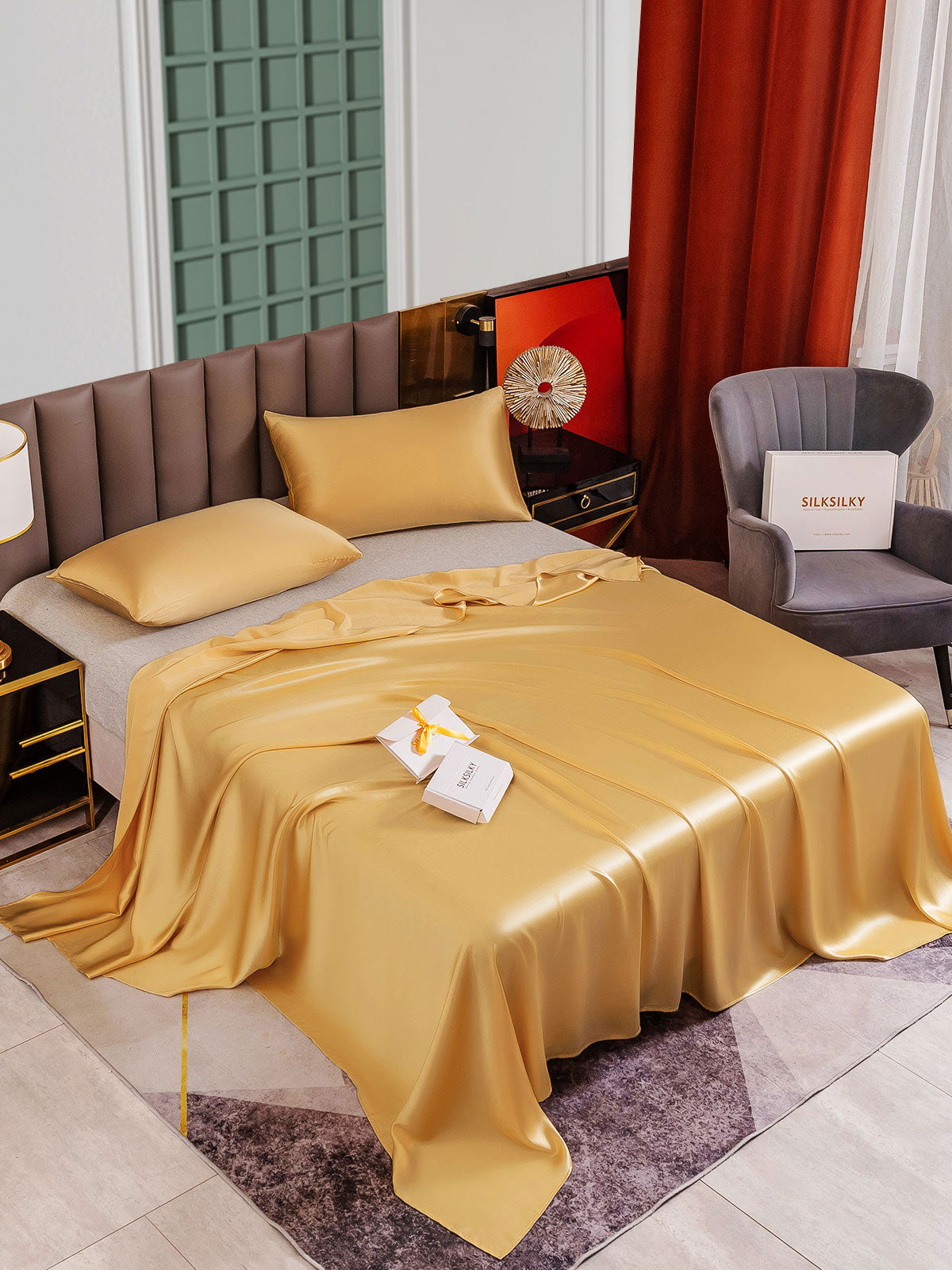 [Champagne] SilkSilky-DK 25Momme Bedding Set 004
