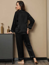 [Sort] SilkSilky-DK Long Sleeve Lapel Collar Dame Pyjamas 002