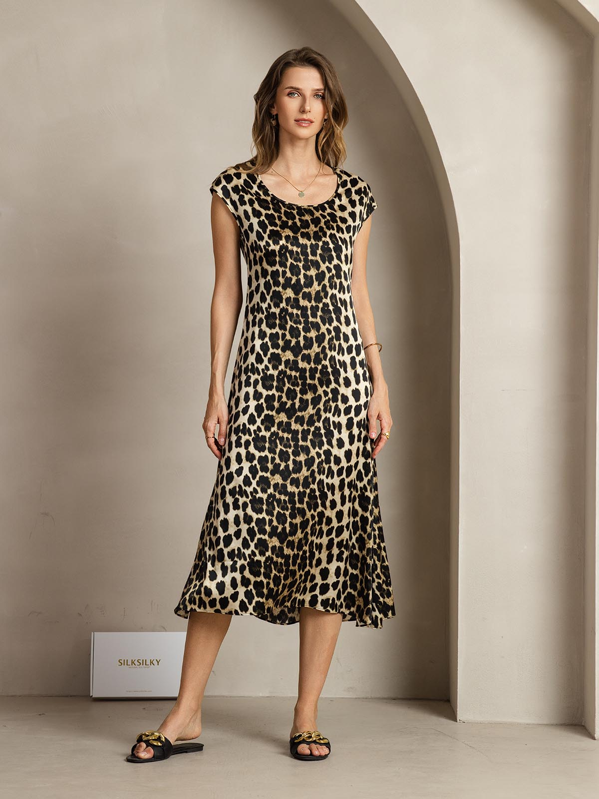 [Leopard] SilkSilky-DK 19Momme Silke Dress 001